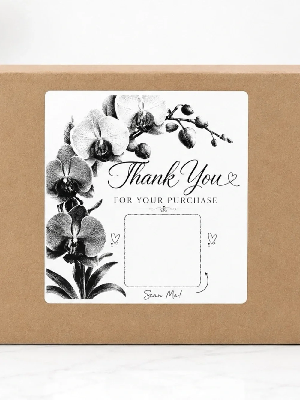 Orchid Flower Thank You QR Code Stickers-100ct.